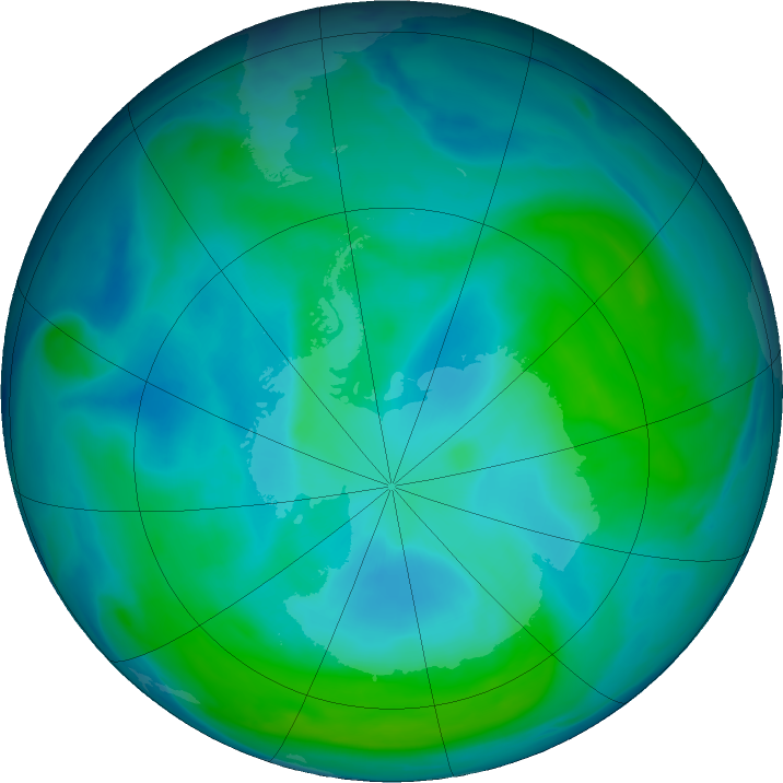 Antarctic ozone map for 02 February 2017